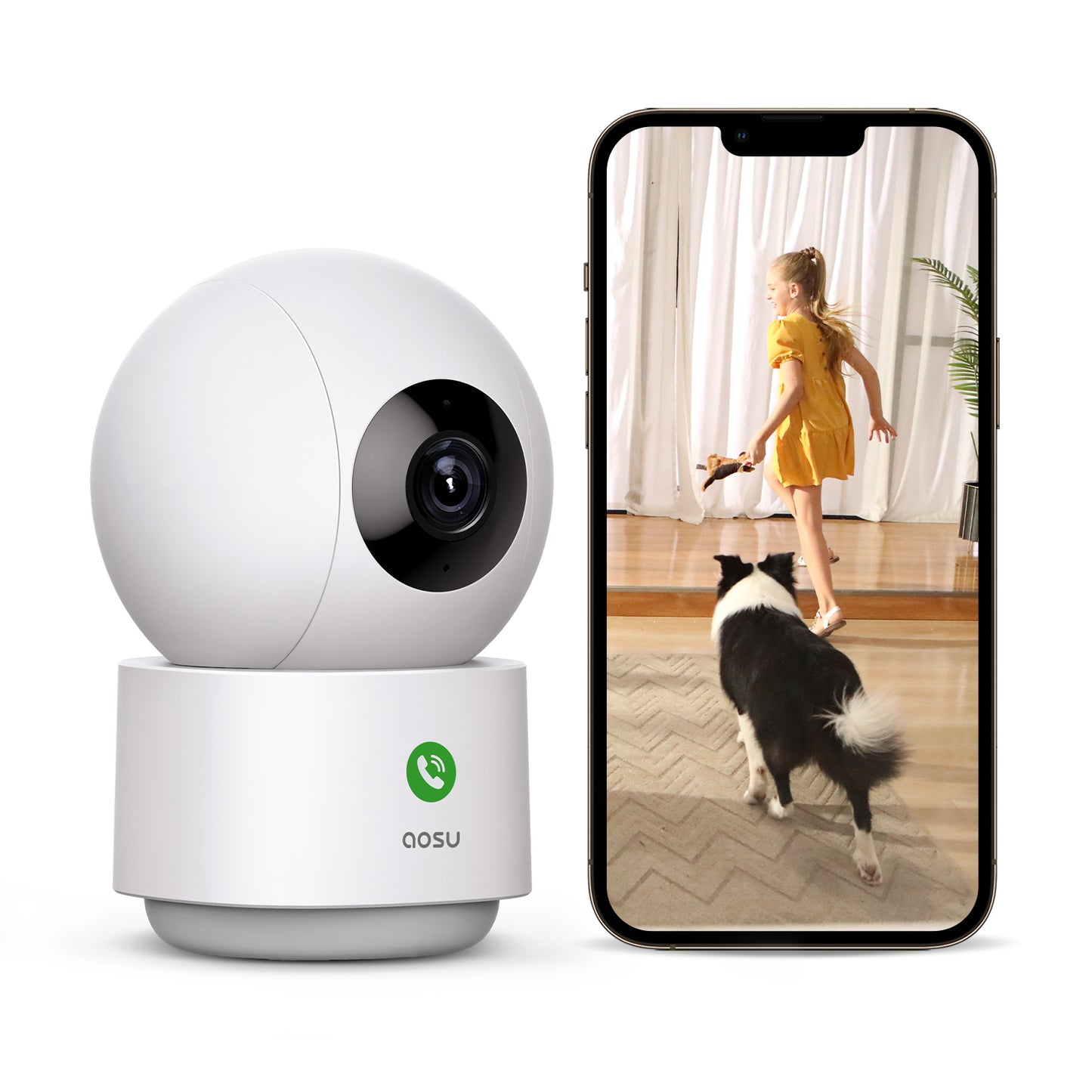 C2E 2K Indoor Security Camera, Baby Monitor Pet Camera 360° View for Home Security