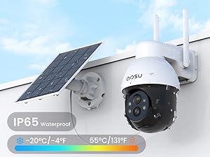 5MP Solar Security Camera, AOSU Wireless Outdoor Camera, 360° Surveillance Camera Color Night Vision,Human/Vehicle Detection,2 Way Talk