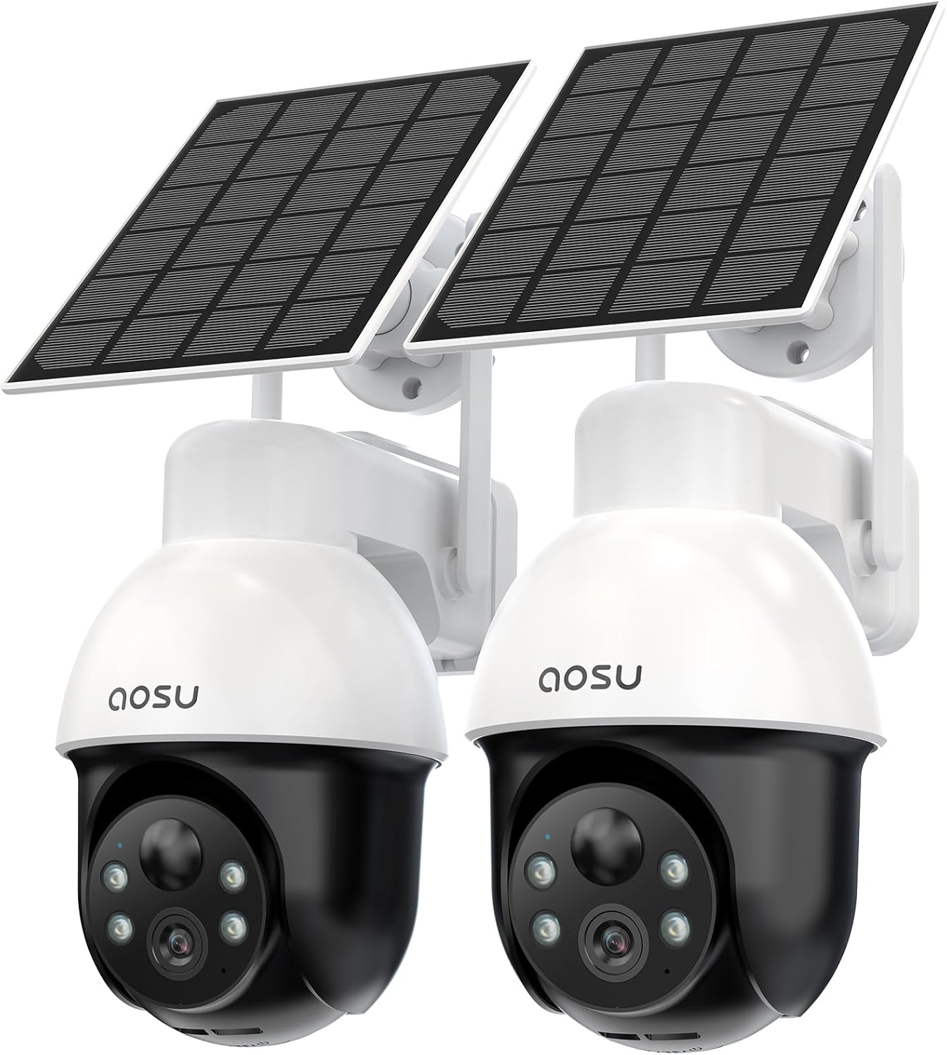 C9E 2PCS 5MP Solar Security Camera, AOSU Wireless Outdoor Camera, 360° Surveillance Camera Color Night Vision,Human/Vehicle Detection,2 Way Talk